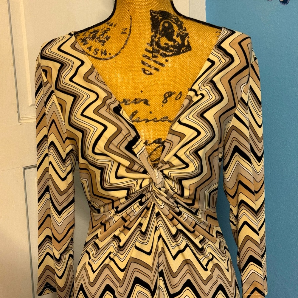 AA Studio Womens Size 10P Chevron Print Faux Wrap Knit Dress